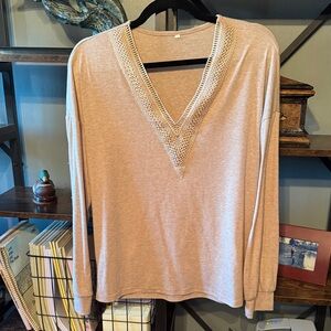 Elegant Beige V-Neck Women's Top
